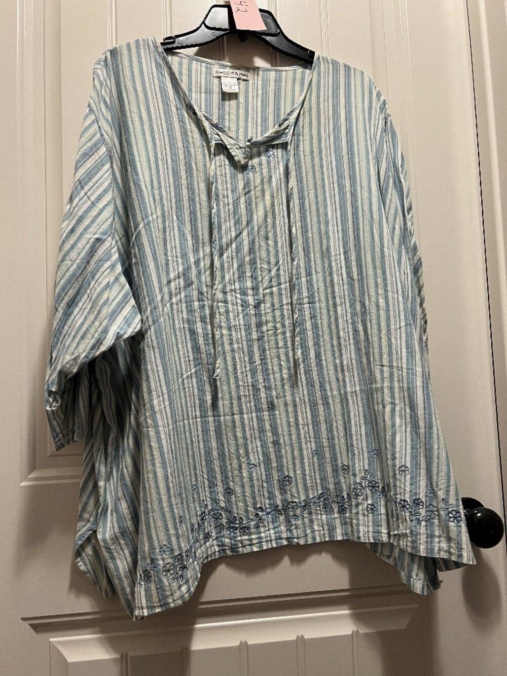 Maggie Max 3/4 Sleeve Blue Striped Tunic Size 4X